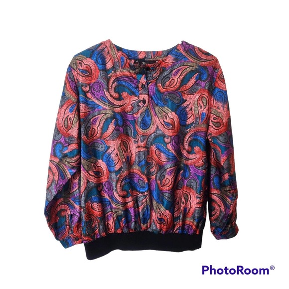 Vintage Gianna Silky Paisley Pullover Blouse - Picture 1 of 6